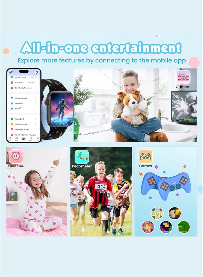 ويزمي ساعة Wisme X66 mini الذكية للأطفال مع تطبيق FreeFit - شاشة AMOLED، تتبع GPS، مراقبة صحية، أوضاع رياضية متعددة، عمر بطارية طويل، 3 أحزمة سيليكون قابلة للتعديل، تصميم ملون وأسود للأولاد - Image 5